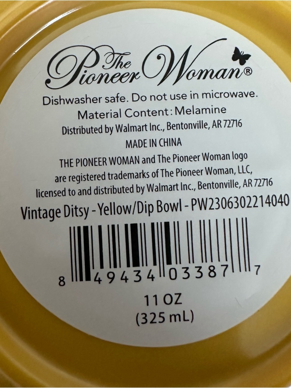The Pioneer Woman Yellow Dip Bowl - Vintage Ditsy Pattern - Picture 5 of 10